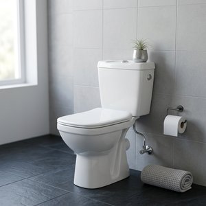 โถสุขภัณฑ์เซรามิกแบบสองชิ้น Aqua Pan ระบบ Washdown แบบ Dual Flush พร้อม P-Trap ต่ำ ติดตั้งบนพื้น - Product Image 4