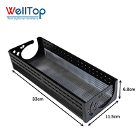 WELLTOP Nouveautés Panier de rangement noir pour câbles, support de gestion de câbles sous le bureau sans perçage avec pince