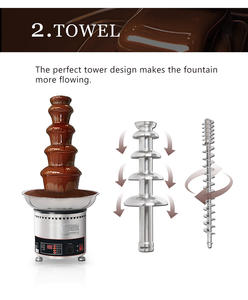 Fontaine à chocolat électrique commerciale certifiée CE, machine à <span class=keywords><strong>fondue</strong></span> au chocolat en acier inoxydable - Product Image 4