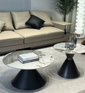 Mesa de Centro de Estilo Rock Plate para Sala de Estar, Mesa Redonda Simple para el Hogar, Combinación de Mesas de Centro Modernas de Lujo Ligero - Product Image 4