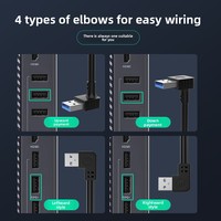 Câble d'extension USB 3.0 en cuivre avec connecteurs mâle/femelle courbés et droits pour la transmission de données clavier et souris