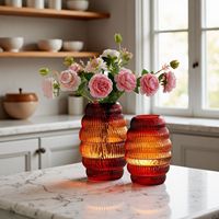 Vase cylindrique en verre à bulles côtelées de style nordique, forme de gourde, pour fleurs hydroponiques et maintien de l'eau, pour table, salon, mariage, hôtel, entreprise