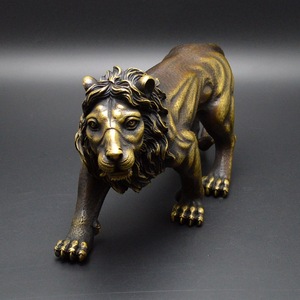 Figura de león de bronce para decoración del hogar, oficina, entrada de la sala de estar, pieza de arte de cobre, exhibición creativa, regalo para amigos - Product Image 2