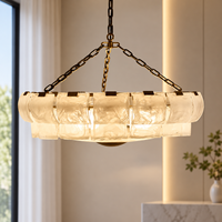 Lustres modernes en albâtre créatif, luminaires pour salon, lustre rond doré