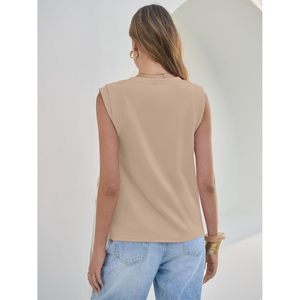 FOXA Women's Cap Sleeve Top Standard Thickness Soft Polyester Cotton Pullover Business Casual Summer Work Outfit - Product Image 6