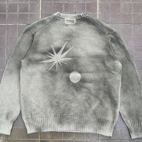 Pull en maille tricoté de luxe pour homme, coupe ample vintage, style streetwear, à manches longues, court, en polaire
