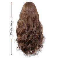 Perruque synthétique longue ondulée avec franges et dentelle frontale, douce et réaliste, confortable
