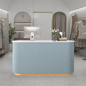 Modern Design Luxury Style <strong>Beauty</strong> <strong>Salon</strong> Reception Desk <strong>Pink</strong> Color Golden Color Optional Barber Clothing Store Reception Desk - Product Image 5
