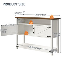 Console blanche style ferme avec portes coulissantes, 2 armoires de rangement, pour entrée et couloir, rustique, direct usine