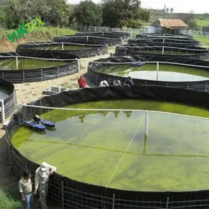 水产养殖用190gsm鱼类编织织物地被层黑色HDPE，带紫外线塑料池塘衬里