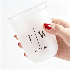 Vaso de Plástico para Pudín de Leche de 500 ml (16 oz) Color Frost, para Bodas y Fiestas, Vaso de Plástico de Pared Simple para Helado con Impresión de Cresta, Nombre, Fecha y Logotipo - Product Image 1