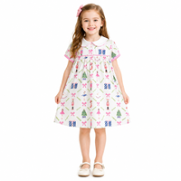 Robe de Noël pour filles en coton 100% avec imprimé casse-noisette vintage, col Peter Pan, manches courtes d'été, ODM pour enfants