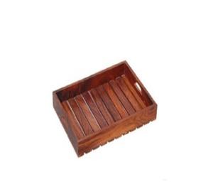 Plateau de service rectangulaire en bois marron pour la cuisine de restaurant Plateau écologique fait à la main pour servir de la nourriture et du jus - Product Image 1