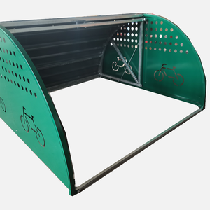 Box Deposito Biciclette Grigio Verde in Metallo Ferro Capanno di Sicurezza per Parcheggio Bici - Product Image 1