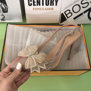 Chaussures à talons sexy pour femme avec bride arrière en strass, style fantaisie, 10CM/8CM/6CM, pour mariage et soirée - Product Image 6
