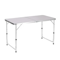 Table de camping pliable portable de 120 cm, réglable en hauteur, grande table de pique-nique d'extérieur avec plateau en panneau de particules pour jardin, parc, barbecue