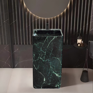 Lavabos <span class=keywords><strong>de</strong></span> Baño Personalizados, Lavamanos <span class=keywords><strong>de</strong></span> Mármol Verde Rectangular con Pedestal, <span class=keywords><strong>Lavabo</strong></span> <span class=keywords><strong>de</strong></span> Mármol para Baños <span class=keywords><strong>de</strong></span> Hoteles Modernos y Villas - Product Image 5