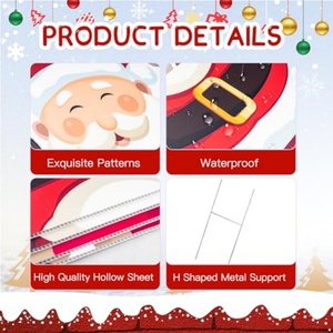 Décorations de jardin de Noël, panneaux de Noël pour l'extérieur avec piquets, panneaux de Noël pour la pelouse avec Père Noël, bonhomme de neige, renne - Product Image 2