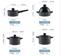 Ensemble de casseroles en céramique à motif géométrique noir et blanc, marmite et casserole avec couvercle, pot émaillé antiadhésif pour la maison