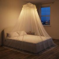 Moustiquaire suspendue pliable et portable pour lit double, berceau de bébé, canapé, fixation au plafond à un point, en tulle blanc transparent, pour l'été et la maison