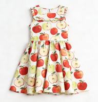 Robe tablier en coton imprimé motif pomme style doux pour écolières, uniforme tricoté d'été à col carré et longueur genou