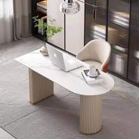Mobilier de maison de luxe Table de bureau Ordinateur moderne Salon d'écriture Réception Table de travail blanche avec dessus en marbre