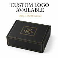 Boîte d'expédition en carton ondulé kraft noir avec logo personnalisé en feuille d'or, boîte cadeau pliante de luxe pour l'emballage de vêtements et de cosmétiques
