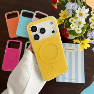 Coque de téléphone magnétique double couche couleur unie pour l'été, élégante et protectrice pour femmes, compatible iPhone 14 15 16 17 Pro Max - Product Image 1