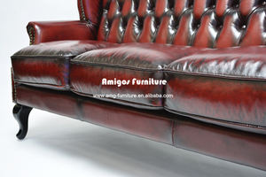 فريد تصميم خمر غرفة المعيشة أثاث الفندق الملكة آن الملكي أريكة جلدية - Product Image 5