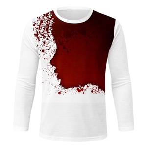 T-shirt à manches longues en tricot pour homme, imprimé 3D motif main ensanglantée, coupe classique, vêtement décontracté - Product Image 5