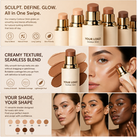 Stick Bronzer Crème Visage de Luxe à Faible MOQ, Marque Privée, Longue Durée, Maquillage Personnalisé, Stick Sculptant Imperméable, OEM, Stick de Contour Végétalien
