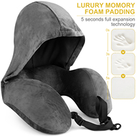 Oreiller de voyage ergonomique en mousse à mémoire de forme avec capuche, personnalisable avec logo, en forme de U, pour avion, fournisseur d'usine