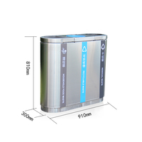 Poubelle rectangulaire en acier inoxydable pour usage extérieur, à ouverture supérieure, avec seau intérieur amovible et tri des déchets