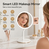 Miroir de maquillage grossissant 3X éclairé HD, miroir de courtoisie compact à LED rechargeable par USB, cadeau pour femme, anniversaire