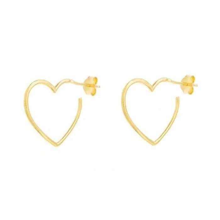 Trendy Jewelry 925 Sterling Silver Large Open Heart Shaped Hoop Earring