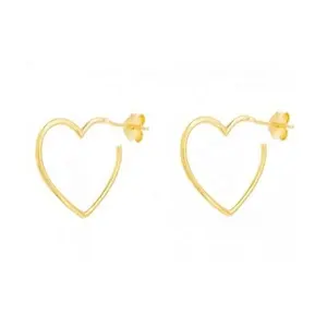 Trendy Jewelry 925 Sterling Silver Large Open Heart Shaped Hoop Earring