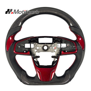 Volante de fibra de carbono con diseño de molduras rojas personalizadas para Honda Civic 10ª generación Type-R FK8 Si Coupe CR-V 2016-2021 - Product Image 1