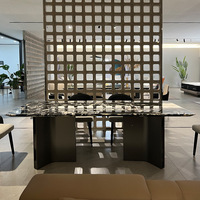 Ensemble table et chaises de salle à manger en marbre, style moderne et simple, rectangulaire, style italien, luxe léger, design haut de gamme