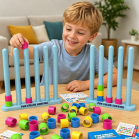 Jeu de puzzle d'empilage de anneaux colorés MILI pour enfants avec 50 cartes de défi, jeu de logique éducatif, tour d'empilage, jeu de table pour les enfants de 8 ans et plus