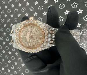 Reloj de Lujo de Alta Calidad con Moissanita VVS Personalizado, Estilo Hip-Hop con Diamantes, Oro Rosa, Automático y Mecánico - Product Image 3
