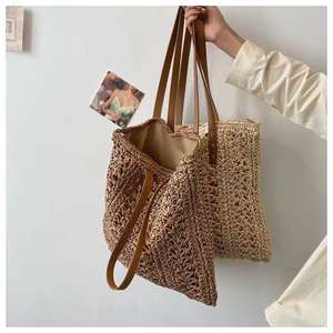 Summer Shoulder <b>Bag</b> Large Capacity Hollow Woven <b>Bag</b> Casual Handmade Holiday Beach <b>Straw</b> <b>Bag</b> - Product Image 6