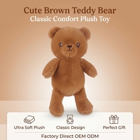 Adorable Ours en Peluche Marron Doux et Moelleux, Coussin Réconfortant en Coton PP, Ours Classique à Câliner, Cadeau d'Anniversaire pour Enfants, Décoration Maison