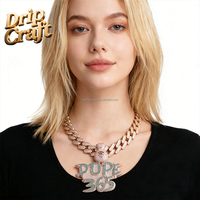 Nouveau Pendentif Hip-hop DIY en patchwork de lettres, motif sac à monnaie et bouton, en cuivre électroplaqué or véritable, incrusté de zircon