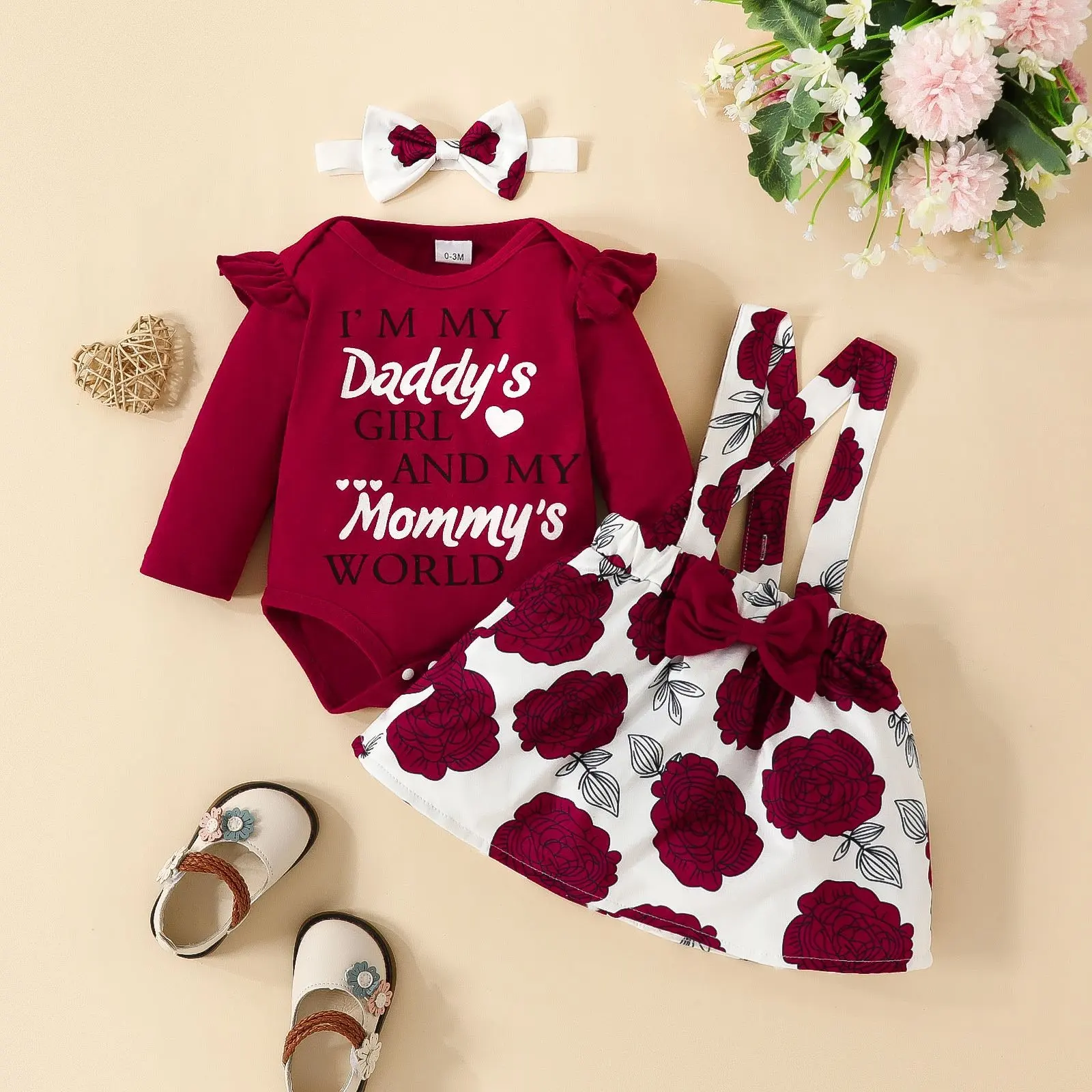 0-18 ay bebek bebek giysileri kız baskılı elbise toptan yenidoğan örme tulum pamuk bebek giyim seti