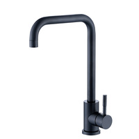 Robinet de cuisine moderne en acier inoxydable noir mat, à levier unique, pour eau chaude et froide, à poser sur le plan de travail
