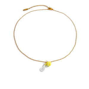 Collier pendentif tennis en acier inoxydable plaqué or 18 carats, chaîne claviculaire pour femme, bijoux de sport, cadeau - Product Image 5