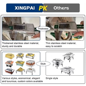 Xingpai thiết bị nhà hàng sang trọng đồng chafing món ăn thép không gỉ Vòng chafing món ăn tự chọn thiết lập cho phục vụ ăn uống - Product Image 4