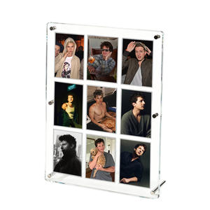 Cadre <span class=keywords><strong>photo</strong></span> en acrylique à 9 grilles très vendu - Support d'affichage de bureau transparent pour photos de célébrités, cadeaux pour fans et décoration intérieure - Product Image 1