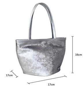 Fashion Jacquard Bucket <b>Bag</b>, <b>Silver</b> Metallic Shoulder <b>Bag</b> with Detachable Strap, Vintage Ladies Purse Custom Logo Factory - Product Image 2