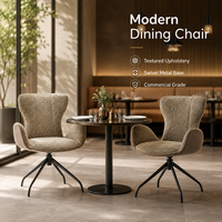 Fauteuil pivotant contemporain à dossier haut, revêtement en lin de qualité supérieure, surpiqûres cannelées, base métallique, idéal pour hôtel, salon, bureau, restaurant